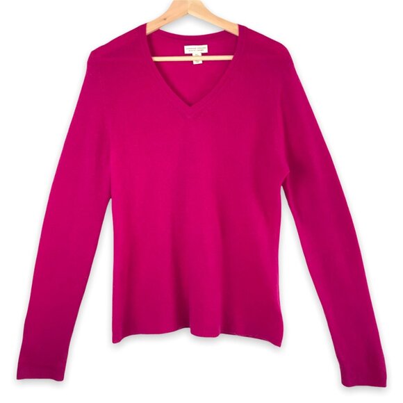 Adrienne Vittadini  Magenta Cashmere Sweater Size Large - Picture 1 of 8